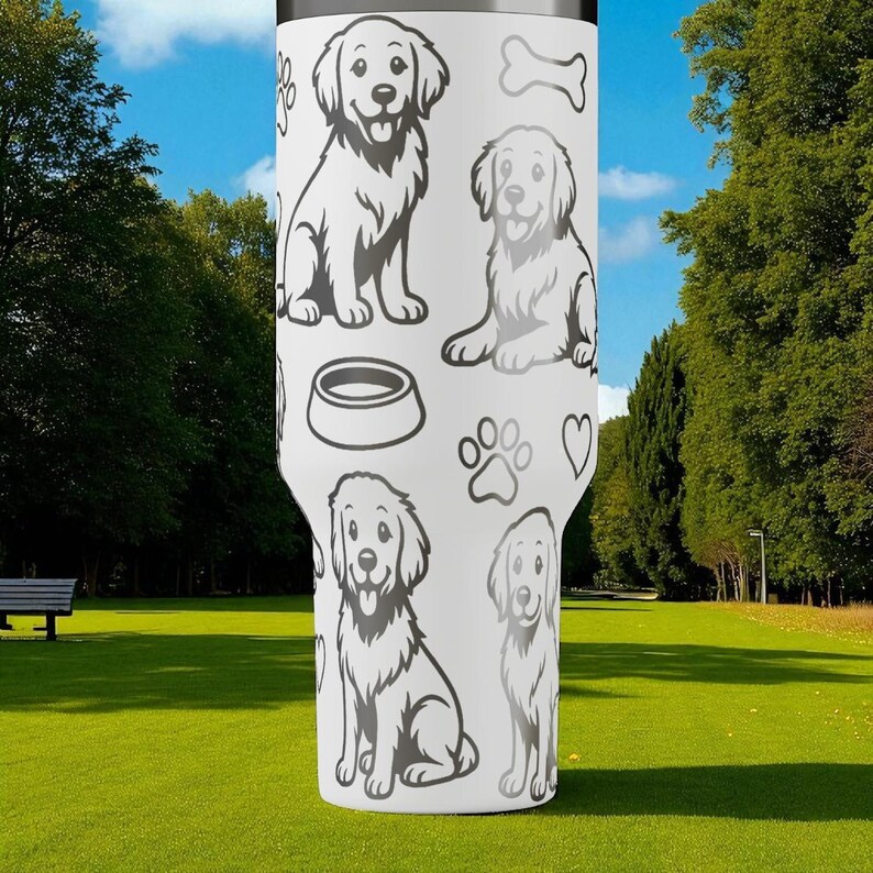Engraved Golden Retriever Stanley Tumbler – Sweet Dog Lover Gift with Paws and Hearts – 40oz 30oz 20oz Personalized Cup image 6