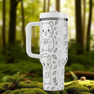 Engraved Hamster Tumbler – Stanley Cup 14oz 20oz 30oz 40oz – Cute Pet Lover Gift, Woodland Animal Cup image 9