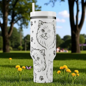 Bicchiere Stanley con incisione di un gatto persiano – Design con gattino soffice – 14 oz, 20 oz, 30 oz, 40 oz – Un regalo adorabile per gli amanti dei gatti immagine 8