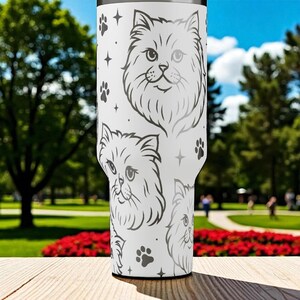 Bicchiere Stanley con incisione di un gatto persiano – Design con gattino soffice – 14 oz, 20 oz, 30 oz, 40 oz – Un regalo adorabile per gli amanti dei gatti immagine 5