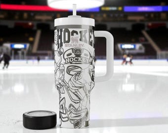 Szklanka hokejowa Stanley z grawerunkiem – sportowy kubek laserowy – spersonalizowany prezent dla gracza – 14 uncji, 20 uncji, 30 uncji, 40 uncji