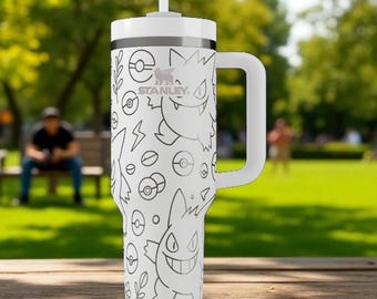 Gengar Stanley Tumbler – Gegraveerde Spookachtige Pokémon-beker – Gepersonaliseerde Spook Pokémon-mok – 14oz 20oz 30oz 40oz