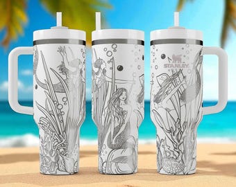 Stanley-Trinkbecher mit Meerjungfrauen-Motiv – Elegantes Unterwasser-Fantasie-Design (14 oz, 20 oz, 30 oz, 40 oz)