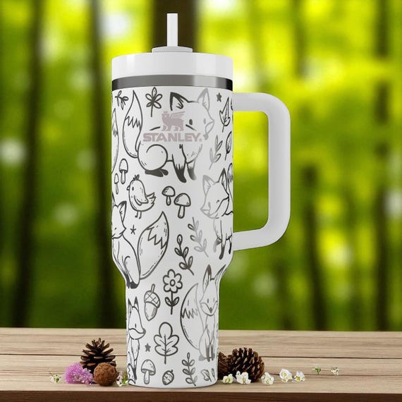 Stanley Fox Tumbler – Engraved Woodland Cup With Cute Forest