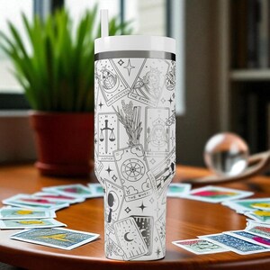 Engraved Tarot Stanley Tumbler – 40oz Witchy Wrap with Major Arcana – Mystical Gift for Her, Spiritual Cup, Occult and Astrology Vibes image 9