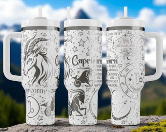 Custom Capricorn Zodiac Tumbler – Personalized Engraved Sea-Goat Cup | Astrology Gift for December & January Birthdays
