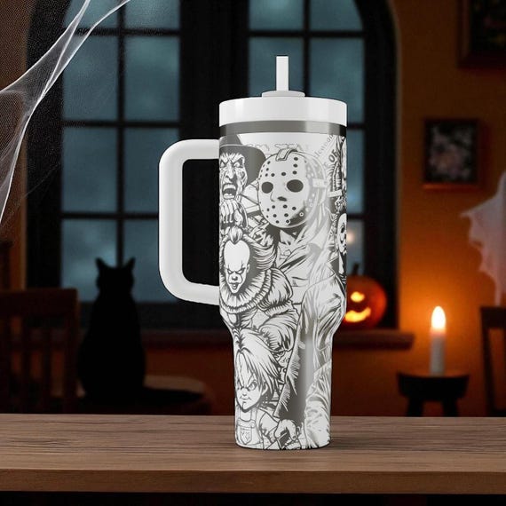 Horror Icons Stanley Tumbler – Engraved Halloween Cup – Custom