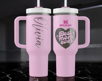 Vaso personalizado para mamá con nombre: taza Stanley para el Día de la Madre de 30 oz y 40 oz, taza grabada para ella, regalo para mamá de su hija o hijo.