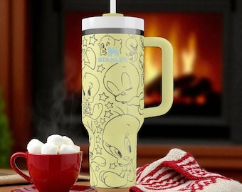 Tweety Stanley Tumbler – Schattig cartoon geel vogelontwerp – 14oz 20oz 30oz 40oz