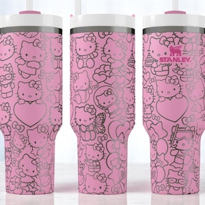 Engraved Hello Kitty Pink Tumbler | Cute Tumbler | Hello Kitty Cup | Hello Kitty Tumbler | Laser Engraved Tumbler | Gift for Her image 1