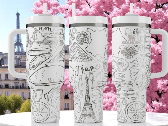 Parisian Engraved Stanley Tumbler – 40oz France Travel Mug With