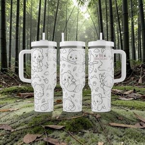 Cute Laser Engraved Stanley Tumbler with Bear Design - Perfect Gift