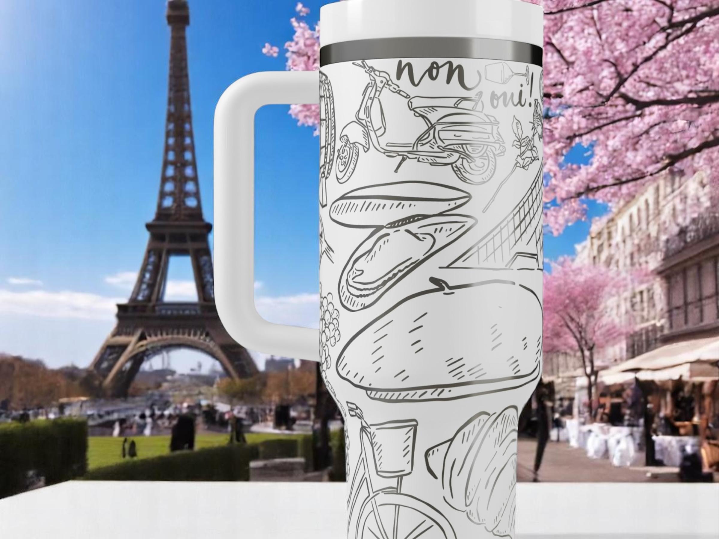 Parisian Engraved Stanley Tumbler – 40oz France Travel Mug With
