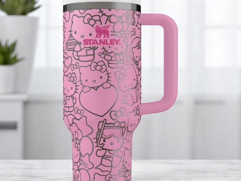 Engraved Hello Kitty Pink Tumbler | Cute Tumbler | Hello Kitty Cup | Hello Kitty Tumbler | Laser Engraved Tumbler | Gift for Her image 6
