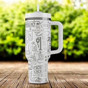 Nurse Tumbler – Medical Stainless Steel Travel Mug, Insulated Coffee Cup with Handle, Nurse Gift
