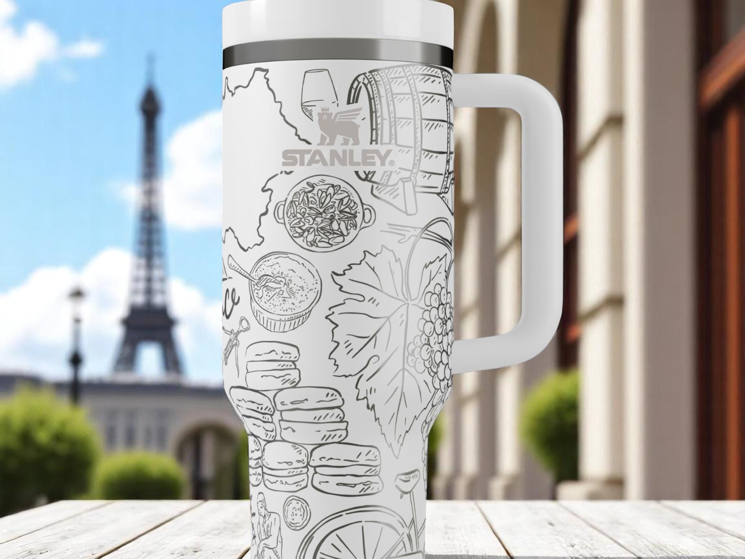 Parisian Engraved Stanley Tumbler – 40oz France Travel Mug With
