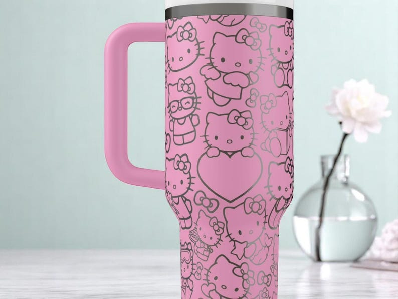 Engraved Hello Kitty Pink Tumbler | Cute Tumbler | Hello Kitty Cup | Hello Kitty Tumbler | Laser Engraved Tumbler | Gift for Her image 7
