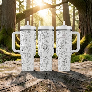 Laser Engraved Stanley Tumbler with Cute Squirrel Design - Personalizable 30oz & 40oz Gift