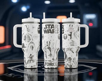 Star Wars Stanley Tumbler – Gegraveerd Galactisch Ontwerp – Moge de Kracht met je Zijn Beker – 14oz 20oz 30oz 40oz