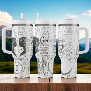 Custom Gemini Zodiac Tumbler – Personalized Engraved Twins Cup | Astrology Gift for May & June Birthdays