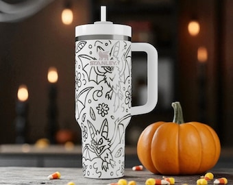 Halloween Vleermuizen Gegraveerde Stanley Tumbler – Spooky Cute Cup – Laser Gegraveerd Cadeau – 14oz 20oz 30oz 40oz