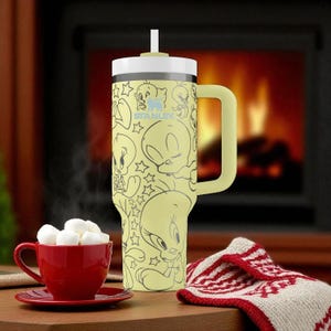 Tweety Stanley Tumbler – Cute Cartoon Yellow Bird Design – 14oz 20oz 30oz 40oz