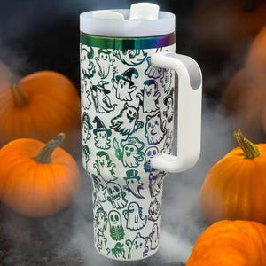 Engraved Halloween Tumbler | Spooky Tumbler | Halloween Cup | Skeleton Tumbler | Halloween Gift | Laser Engraved Tumbler | Ghosts