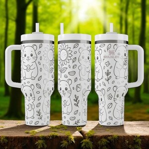 Engraved Hamster Tumbler – Stanley Cup 14oz 20oz 30oz 40oz – Cute Pet Lover Gift, Woodland Animal Cup image 7