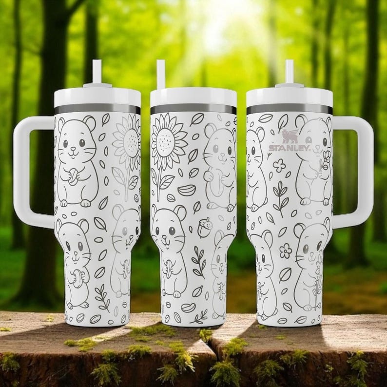 Engraved Hamster Tumbler – Stanley Cup 14oz 20oz 30oz 40oz – Cute Pet Lover Gift, Woodland Animal Cup image 7