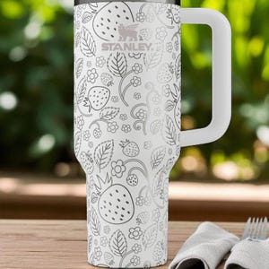 Strawberry Stanley Tumbler – Engraved 40oz Fruit Cup with Handle and Straw – Cute Custom Gift for Her, Summer Drinkware and Berry Lovers image 8