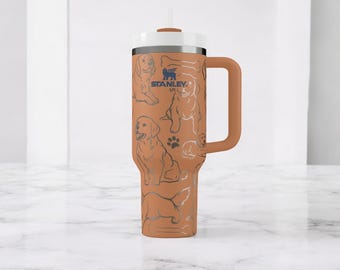 Golden Retriever Dog Tumbler – Custom Stanley Cup Gift for Dog Mom, Engraved Pet Lover Cup 30oz 40oz