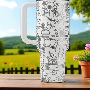 Farm Pig Stanley Tumbler – Cute Engraved Piglet and Barnyard Design (14oz 20oz 30oz 40oz) image 7