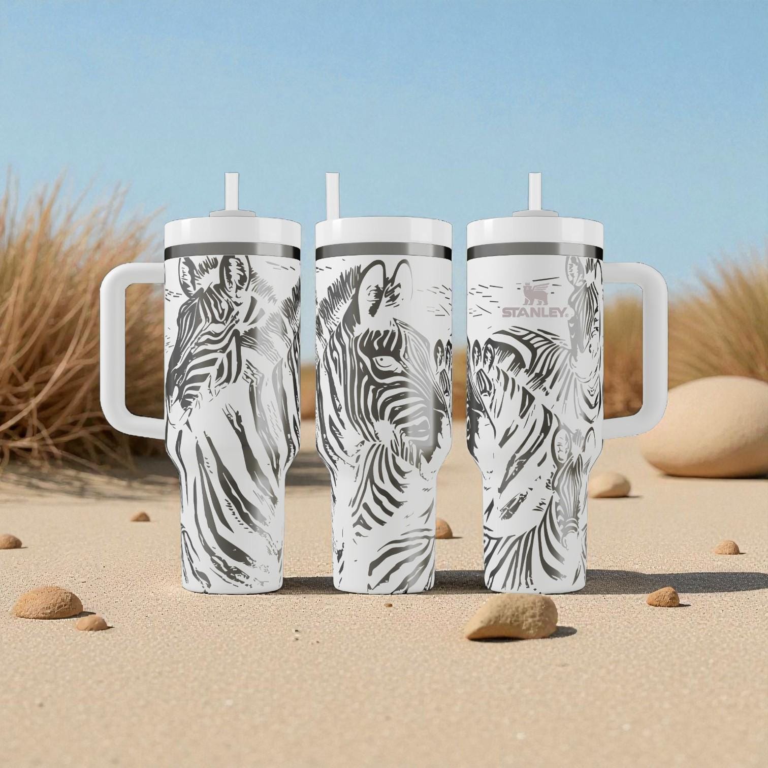 Engraved Zebra Stanley Tumbler – Safari Animal Cup, Wild Nature