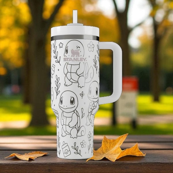 Vaso Stanley de Squirtle – Taza Pokémon grabada – Taza personalizada de tortuga acuática – 14 oz 20 oz 30 oz 40 oz