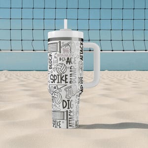 Graverad volleyboll Stanley-mugg – Lasergraverad sportmugg, present till volleybollspelare, personlig volleybollmugg 14oz 20oz 30oz 40oz bild 7