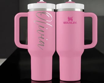 Personalized Stanley Tumbler – Custom Name Engraved Mug, Insulated Travel Cup with Handle