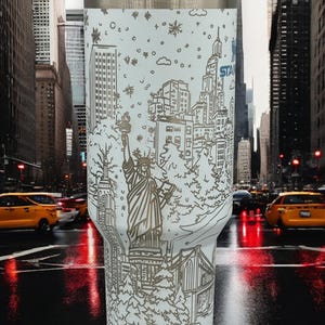 Grawerowany świąteczny kubek New York Stanley | Świąteczny kubek New York | Kubek świąteczny | Kubek grawerowany laserowo | Prezent dla niego lub dla niej zdjęcie 6
