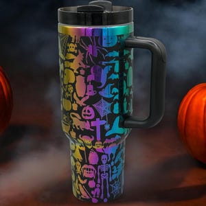 40oz Engraved Halloween Tumbler | Spooky Tumbler | Halloween Cup | Skeleton Tumbler | Halloween Gift | Laser Engraved Tumbler