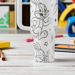 Funny Bunny Engraved Stanley Tumbler – Cute Rabbit Cup – Laser Engraved Gift – 14oz 20oz 30oz 40oz image 9
