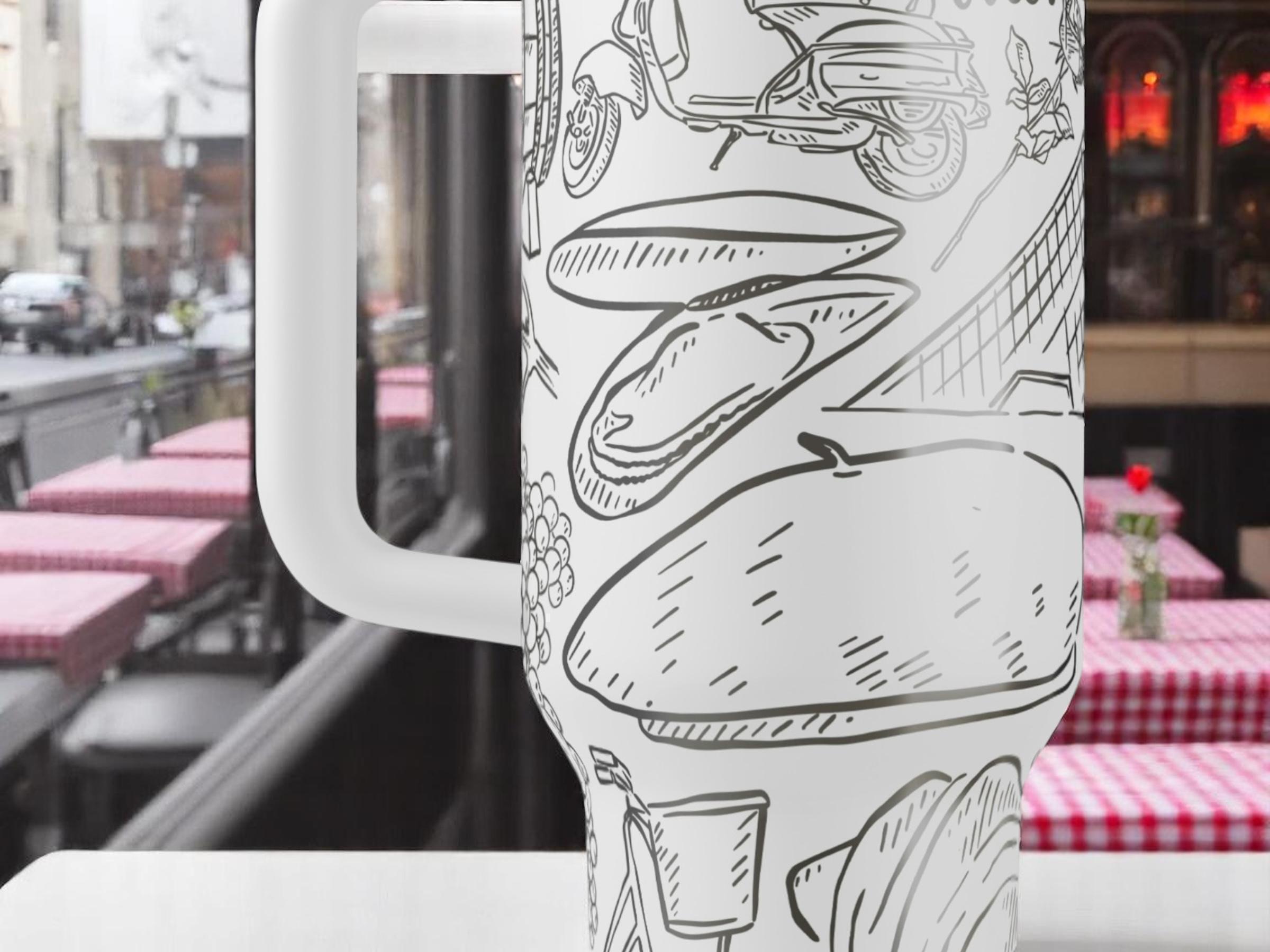 Parisian Engraved Stanley Tumbler – 40oz France Travel Mug With