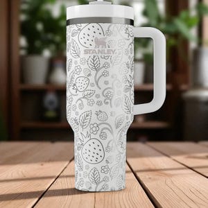 Strawberry Stanley Tumbler – Engraved 40oz Fruit Cup with Handle and Straw – Cute Custom Gift for Her, Summer Drinkware and Berry Lovers image 9