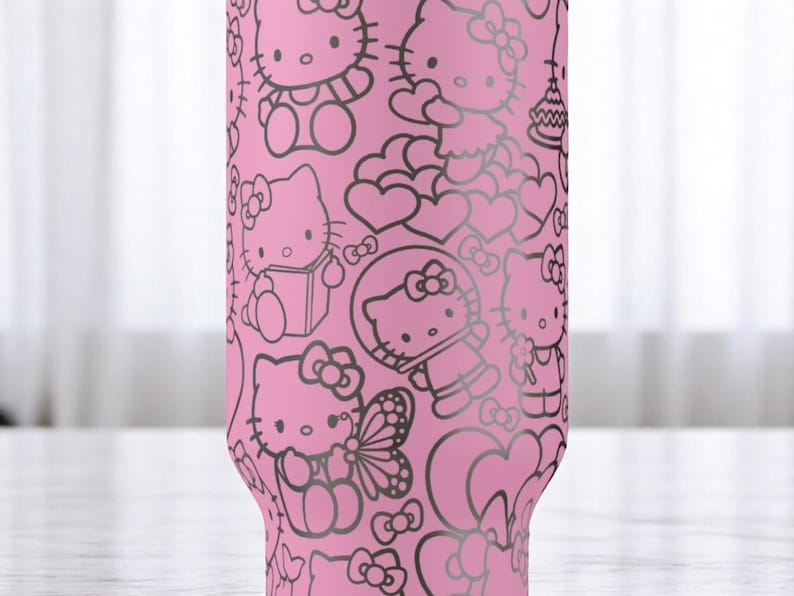 Engraved Hello Kitty Pink Tumbler | Cute Tumbler | Hello Kitty Cup | Hello Kitty Tumbler | Laser Engraved Tumbler | Gift for Her image 8