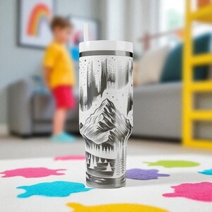 Vaso térmico Northern Lights Stanley – Taza grabada con montañas y bosques – Regalo personalizado para aventureros – 14 oz, 20 oz, 30 oz, 40 oz imagen 7