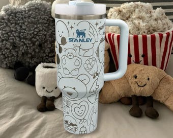 Vaso inspirado en Jellycat: adorable Copa Stanley grabada, regalo para amantes de los peluches, taza térmica de viaje, artículos personalizados