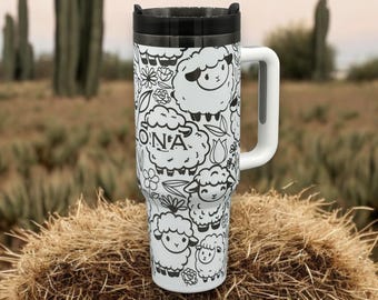 Sheep Tumbler - Vibrant Farm Animal Design for Hot and Cold Drinks - Handcrafted and Durable | Stanley Tumbler | Engraved Tumbler