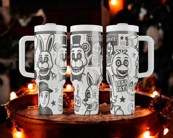 Vaso Stanley de Five Nights at Freddy's – Vaso de terror grabado – Regalo personalizado – 14 oz, 20 oz, 30 oz, 40 oz