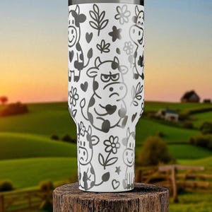Cow Stanley Tumbler – Cute Engraved Cow Cup – Funny Farm Animal Gift – Custom Name Mug – 14oz 20oz 30oz 40oz image 6