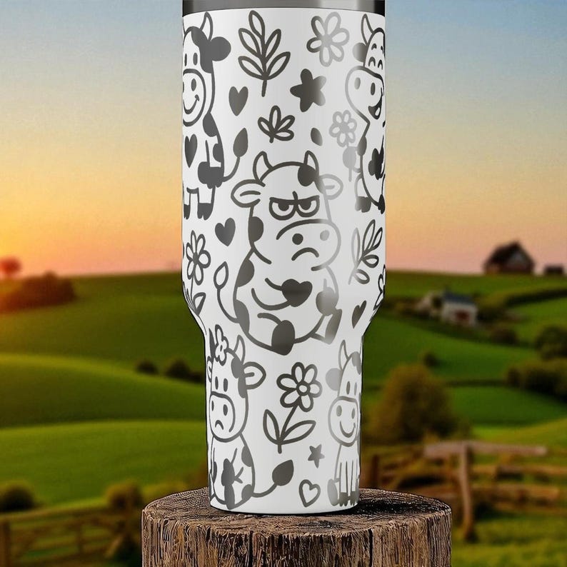 Cow Stanley Tumbler – Cute Engraved Cow Cup – Funny Farm Animal Gift – Custom Name Mug – 14oz 20oz 30oz 40oz image 6