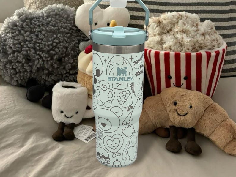 Jellycat-Inspired Bunny Tumbler – Soft Plush Aesthetic Flip Straw Cup, Pastel Travel Mug, Cozy Gift for Bunny Lovers, Fuzzy Drinkware image 1