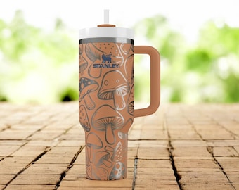 Gobelet Champignon – Tasse isotherme Champignon des Bois, Gobelet de Voyage Cottagecore, Cadeau pour les Amoureux de la Nature, Verre à Boisson Botanique, Mug Fairycore